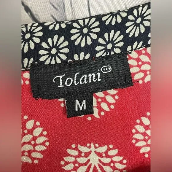 Tolani Floral Silk Sleeveless Top Red Black M - Picture 4 of 5